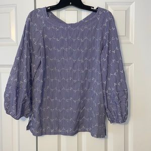 Ann Taylor LOFT Embroidered Button Back Top
